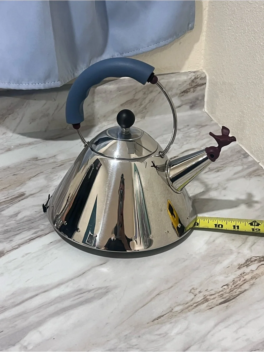 Alessi Michael Graves Bird Whistle Kettle Blue Handle Induction Made in Italy